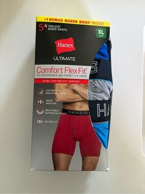 Hanes Ultimate Comfort Flex Fit Boxer Briefs - Blue (XL) 5-PACK!